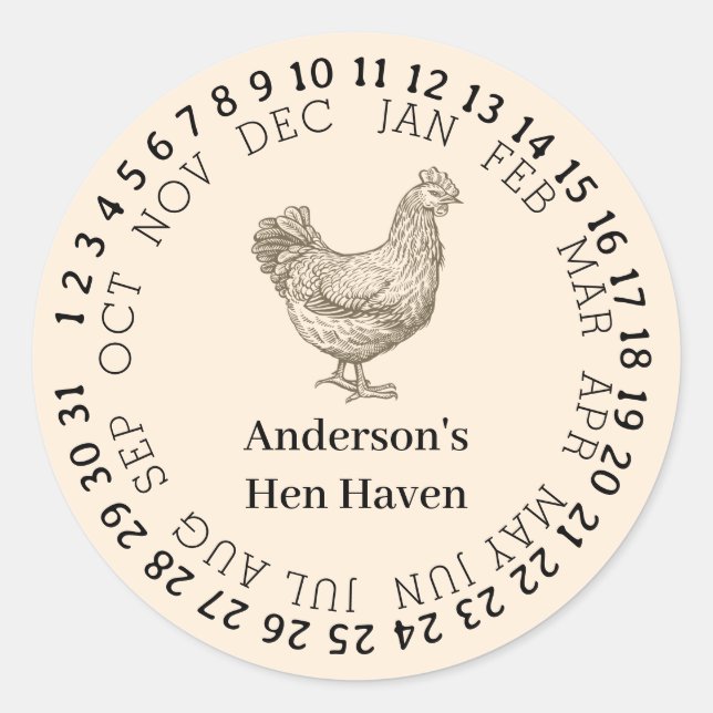 Pegatina Redonda Personalized vintage chicken farm (Anverso)