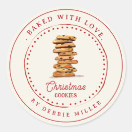 Pegatina Redonda Personalized Vintage Christmas Cookies Baking