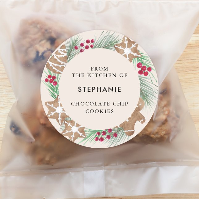 Pegatina Redonda Personalized Watercolor Cookie Exchange (Subido por el creador)