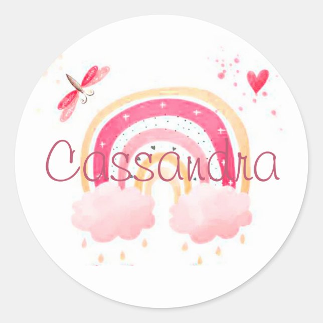 Pegatina Redonda Personalized watercolor rainbow (Anverso)