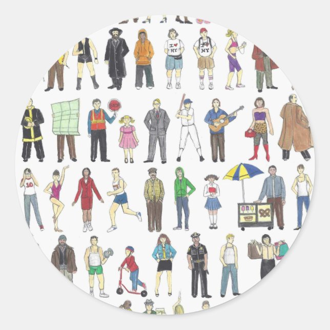 Pegatina Redonda Personas de Nueva York Humans Citizen (Anverso)