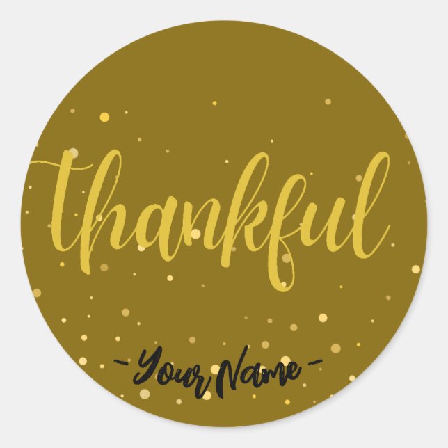 Pegatina Redonda Personiz Glamoroso punto de polka oro agradecido P (Anverso)