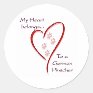 Pegatina Redonda Pertenece al Pinscher Heart Alemán