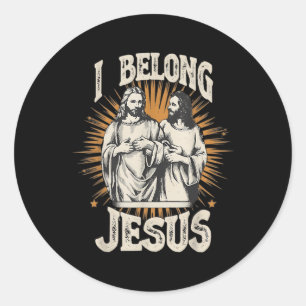 Pegatina Redonda Pertenezco a Jesús Cristiano Vintage Jesús