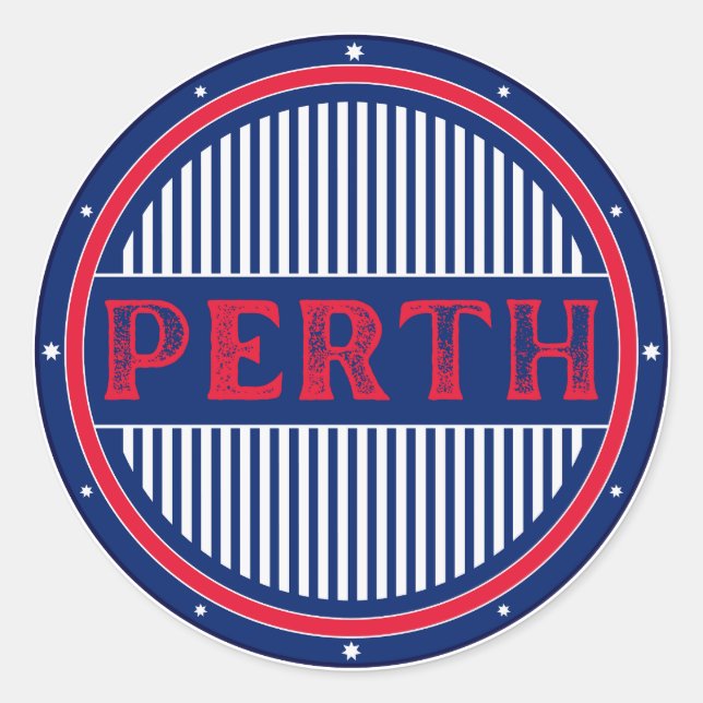 Pegatina Redonda Perth City Pride Emblem – Australian Identity (Anverso)