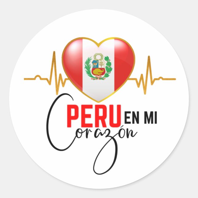 Pegatina Redonda Peru en mi Corazon Peruvian Pride  (Anverso)