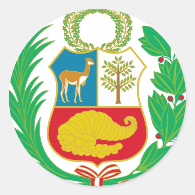 Pegatina Redonda Perú - Escudo Nacional (Anverso)