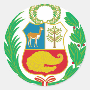 Pegatina Redonda Perú - escudo Nacional (emblema nacional)
