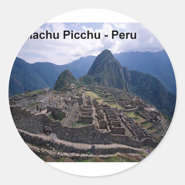 Pegatina Redonda Perú Las ruinas de Machu Picchu (St.K.) (Anverso)