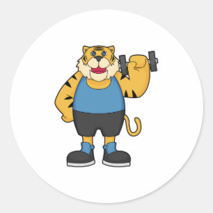Pegatina Redonda Pesa de Fitness Tiger