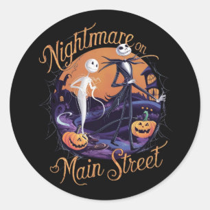 Pegatina Redonda pesadilla en Main Street, Halloween