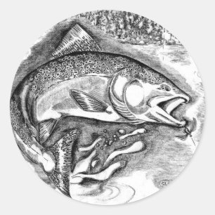 Pegatina Redonda Pesca