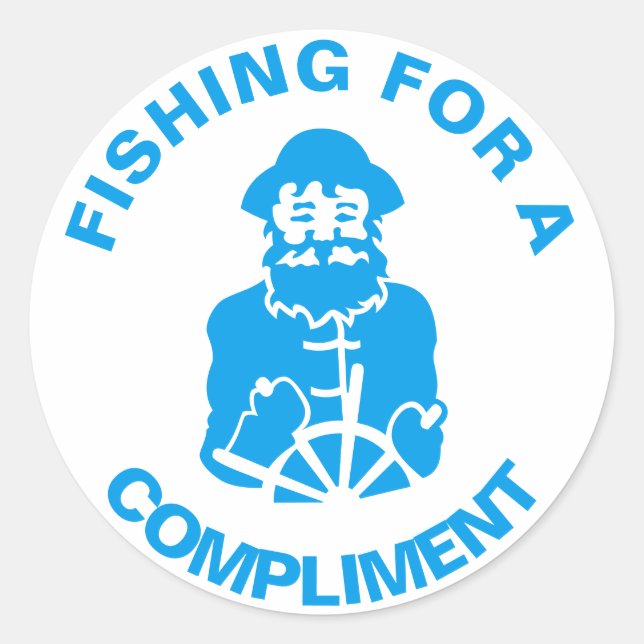 Pegatina Redonda Pesca a cambio de un complemento (Anverso)