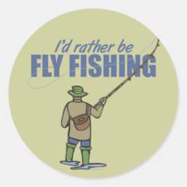 Pegatina Redonda Pesca con mosca en los alcantarillas