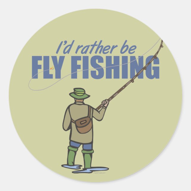 Pegatina Redonda Pesca con mosca en los alcantarillas (Anverso)
