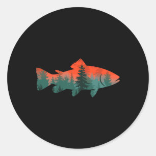 Pegatina Redonda Pesca con Mosca Pescador Naturaleza 