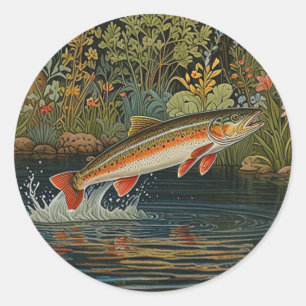 Pegatina Redonda Pesca con mosca rusa