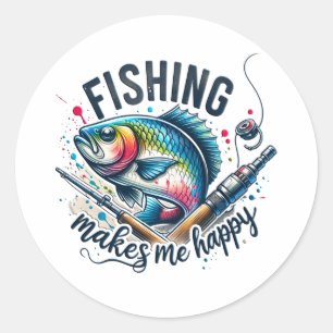 Pegatina Redonda Pesca con regalo de pescador me hace feliz