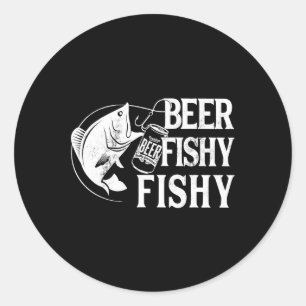 Pegatina Redonda Pesca de Cerveza Fishy Pesca divertida