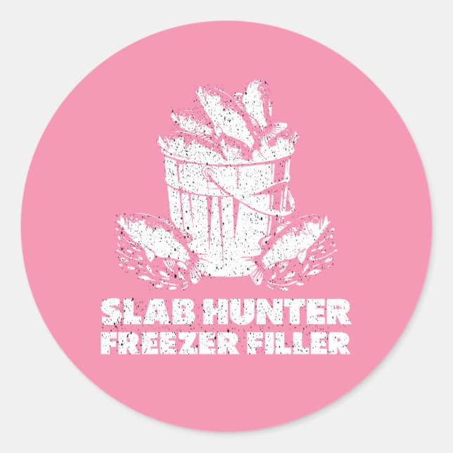 Pegatina Redonda Pesca de Crappie en Invierno Slab Hunter (Anverso)