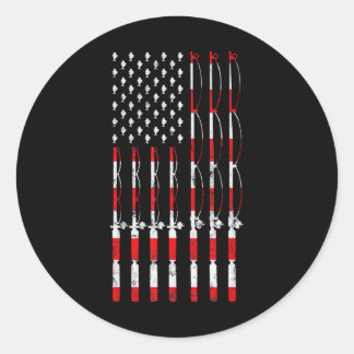 Pegatina Redonda Pesca de la bandera estadounidense de los Estados 
