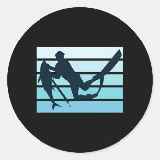 Pegatina Redonda Pesca de lanza Buceo Caza de Pescado Spear Fisher 