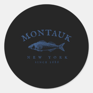 Pegatina Redonda Pesca de Montauk en Nueva York