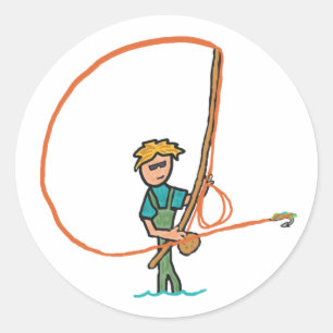 Pegatina Redonda Pesca de mosca