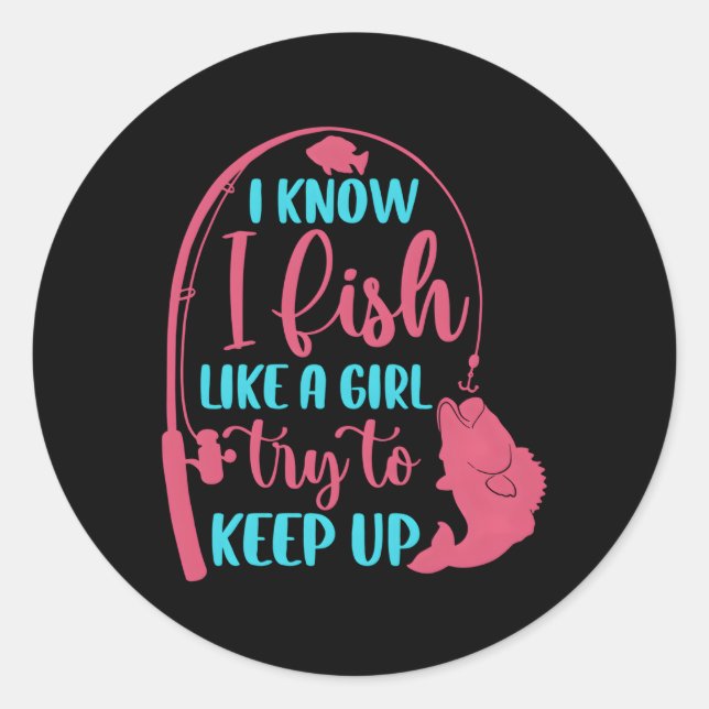 Pegatina Redonda Pesca de peces de bajo nivel (Anverso)