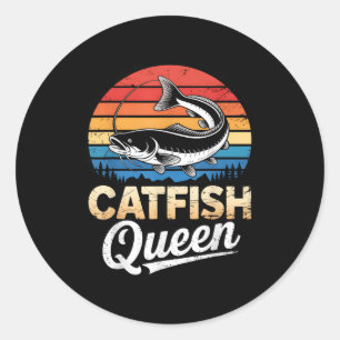 Pegatina Redonda Pesca De Reina Del Pescado De Pescado Para Los Fan