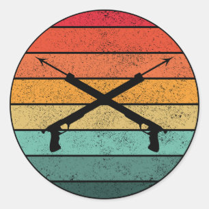 Pegatina Redonda Pesca de Spearfisher en aguas profundas