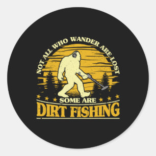 Pegatina Redonda Pesca de tierra de pies gigantes Metalizado detecc
