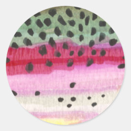 Pegatina Redonda Pesca de trucha arco iris