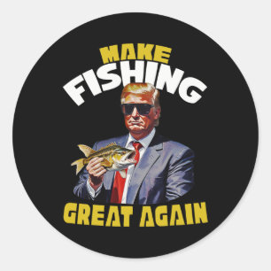 Pegatina Redonda Pesca de Trucha Divertida Trump 2024 Tomando Améri