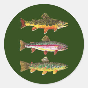 Pegatina Redonda Pesca de truchas