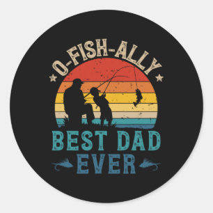 Pegatina Redonda Pesca de Vintage Mejor Papá Nunca Fiebre Ofishset