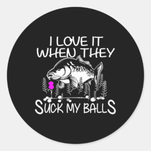 Pegatina Redonda Pesca divertida de carpas de pescador