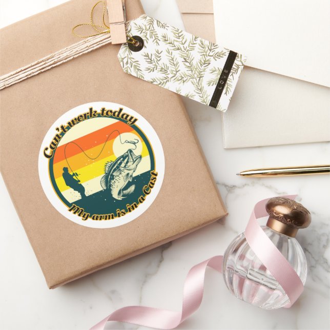 Pegatina Redonda Pesca divertida no puede funcionar Hoy mi brazo es (Regalar)