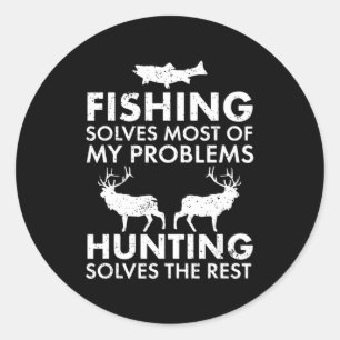 Pegatina Redonda Pesca Divertida Y Caza Regalo Navidades Humor Hunt