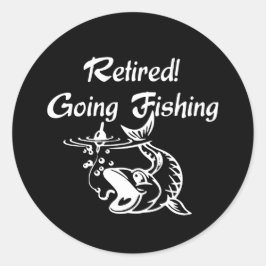 Pegatina Redonda Pesca en marcha retirada