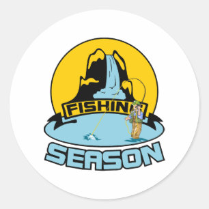 Pegatina Redonda Pesca en temporada de pesca - Regalo de cumpleaños