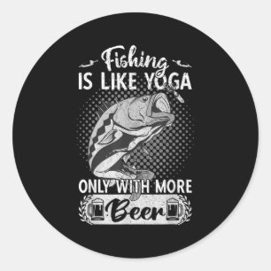 Pegatina Redonda Pesca Graciosa Para Hombres Y Mujeres; Humor Para