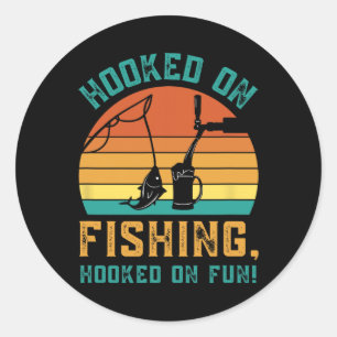 Pegatina Redonda Pesca Graciosa Vinculada A La Pesca