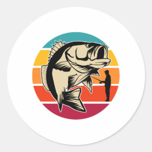 Pegatina Redonda Pesca Hobby Pescado Rod