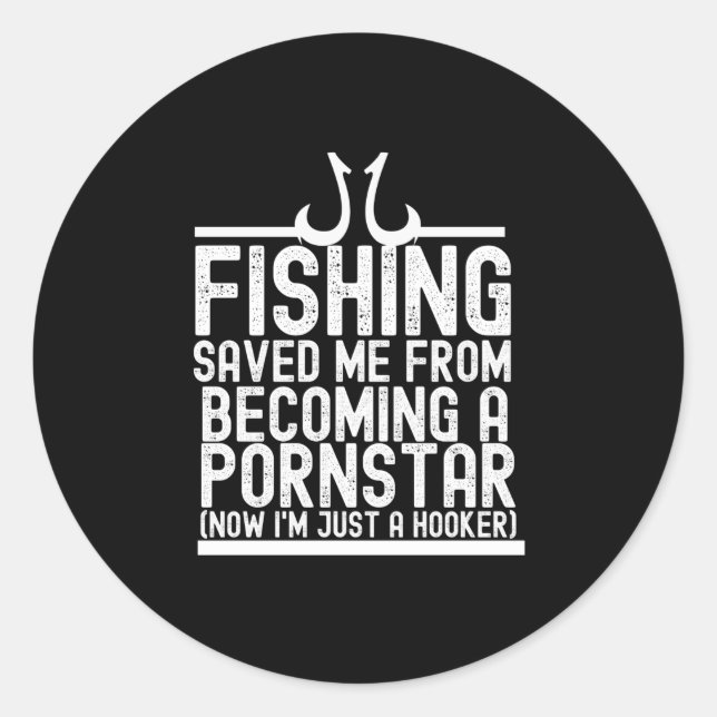 Pegatina Redonda Pesca que me salvó - Pesca divertida (Anverso)
