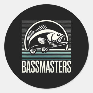 Pegatina Redonda Pesca Retro De Básters - Perfecto Para Anglóbulos