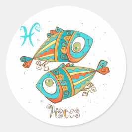 Pegatina Redonda Pescado Adorable Pisces
