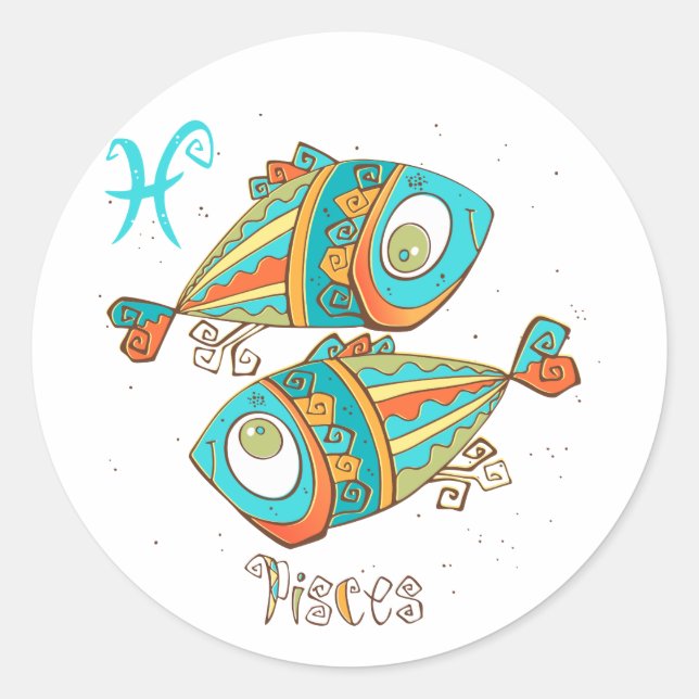 Pegatina Redonda Pescado Adorable Pisces (Anverso)