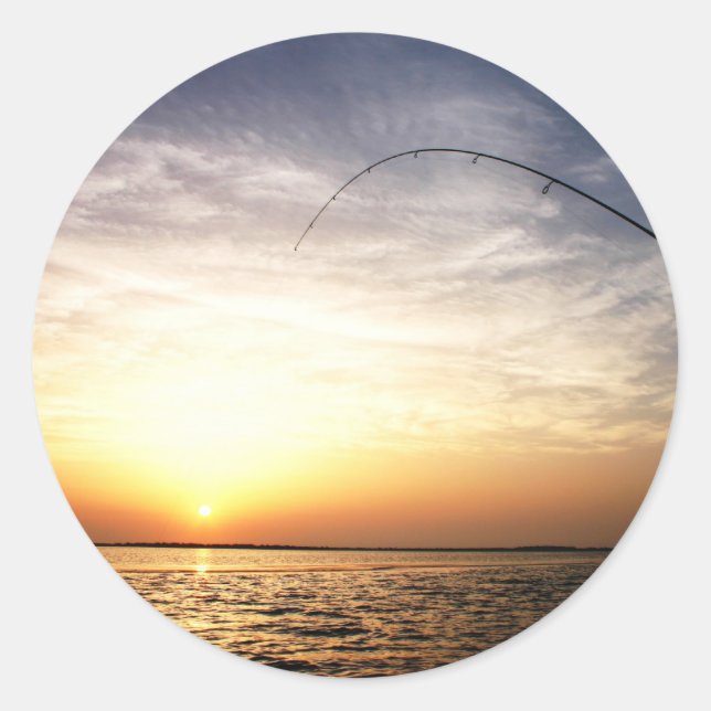 Pegatina Redonda ¡Pescado al amanecer! (Anverso)