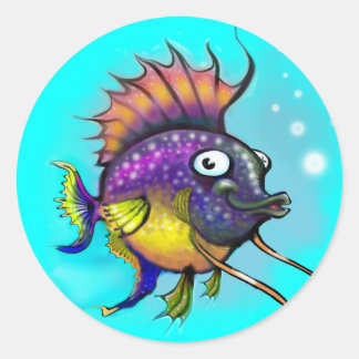 Pegatina Redonda Pescado arco iris